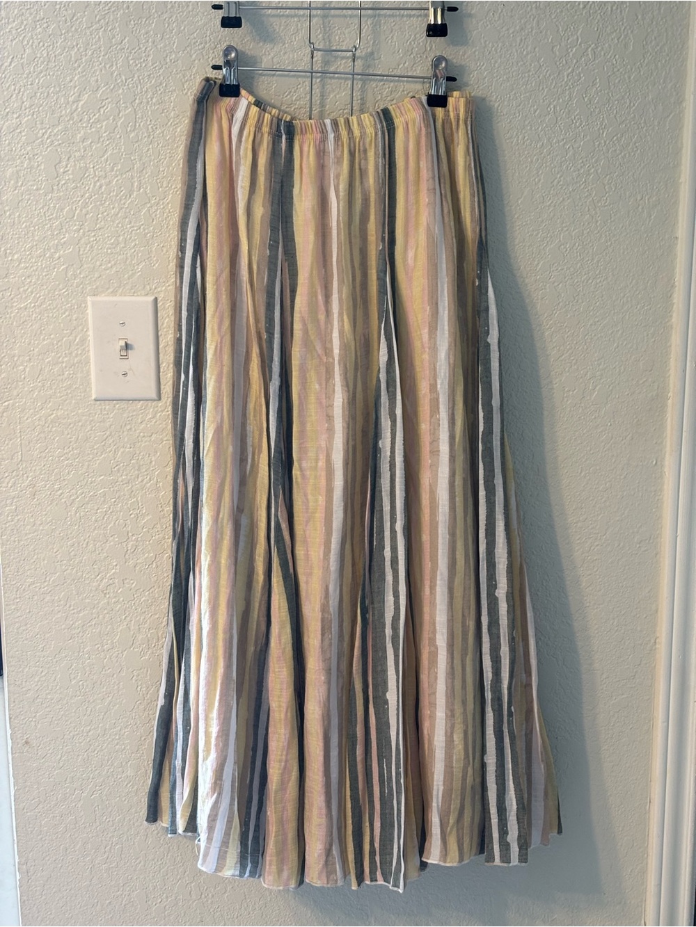 New Direction Striped Midi Skirt in Pastel Neutrals, Boho, Cottagecore